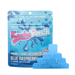 KUSHY PUNCH - 100mg THC Hybrid Blue Raspberry Individual Gummies (10mg - 10 pack) - Kushy Punch