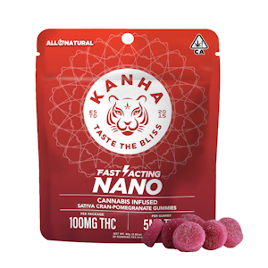 Kanha Edibles - 100mg THC NANO Cran-Pomegranate Sativa Gummies (5mg - 20 pack) - Kanha