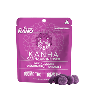 Kanha Edibles - 100mg THC NANO Indica Passionfruit Paradise Gummies (5mg - 20 pack) - Kanha