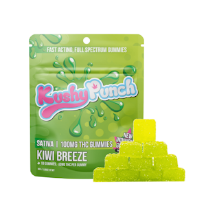KUSHY PUNCH - 100mg THC Sativa Kiwi Breeze Individual Gummies (10mg - 10 Pack) - Kushy Punch