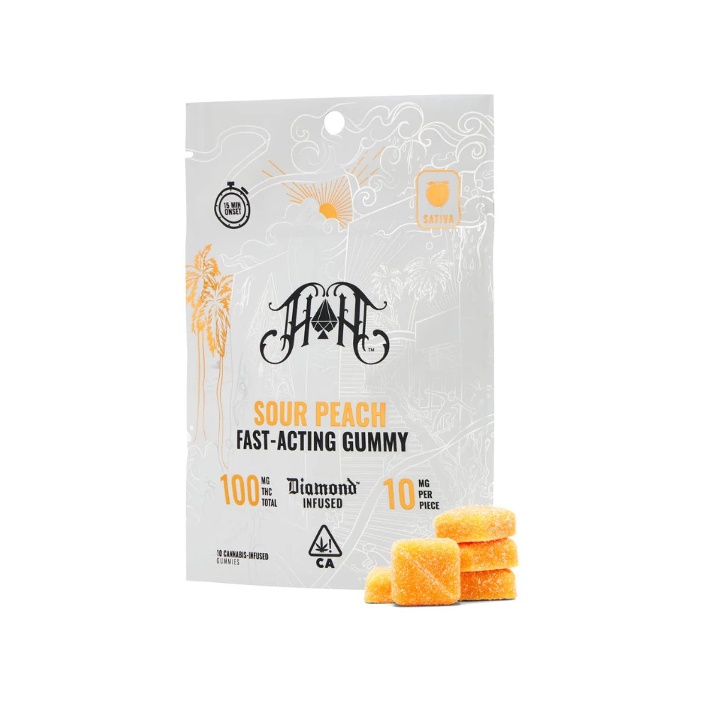 Heavy Hitters - 100mg THC Sour Peach Fast Acting Gummies (10mg - 10 pack) - Heavy Hitters Main Image