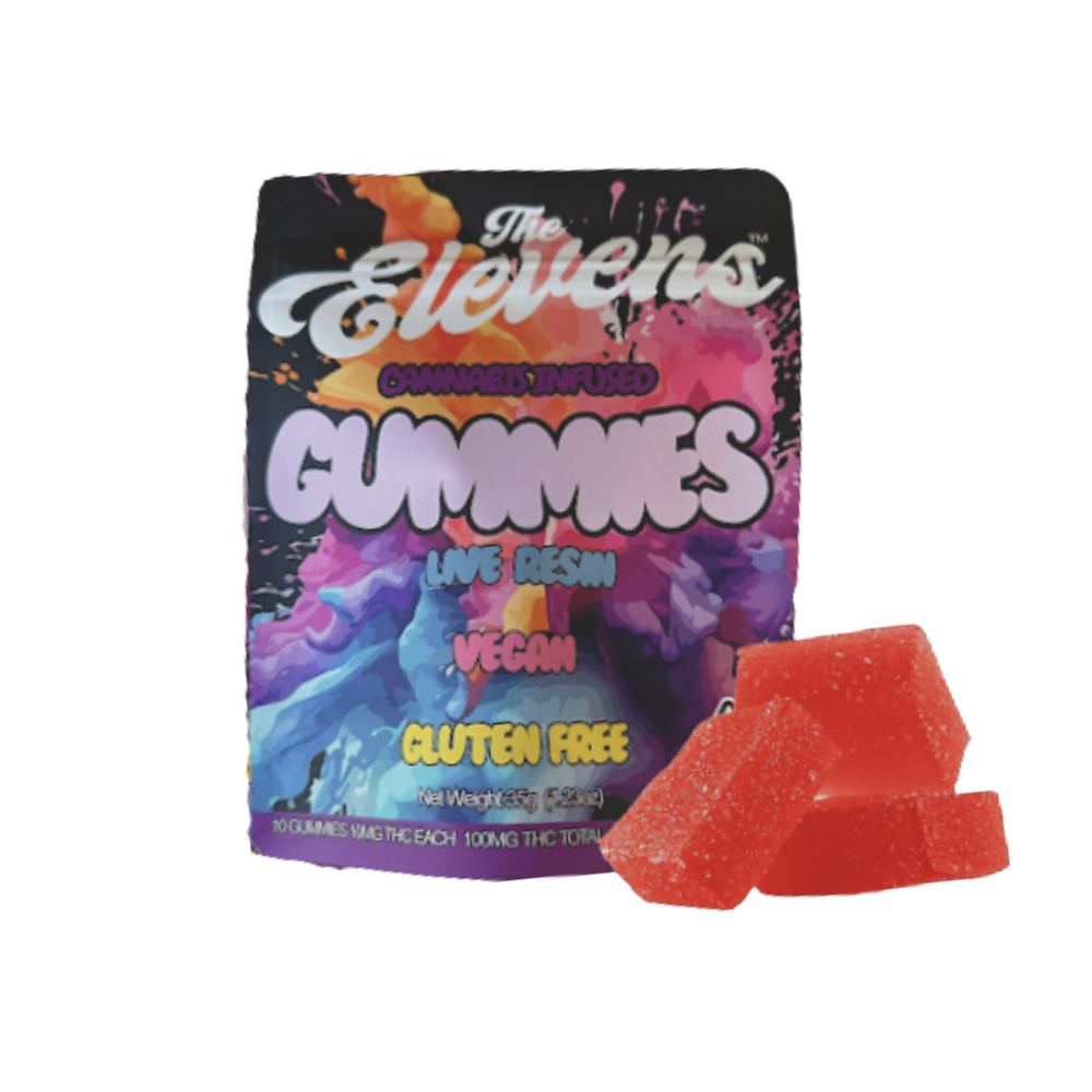 *xclusive* 100mg THC Sour Strawberry Live Resin Gummies - The Elevens picture