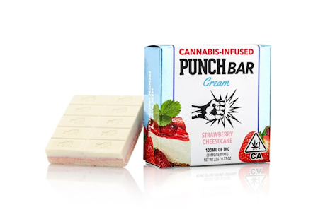 PUNCH EDIBLES & EXTRACTS - 100mg THC Strawberry Cheesecake White Chocolate Bar - Punch Bar