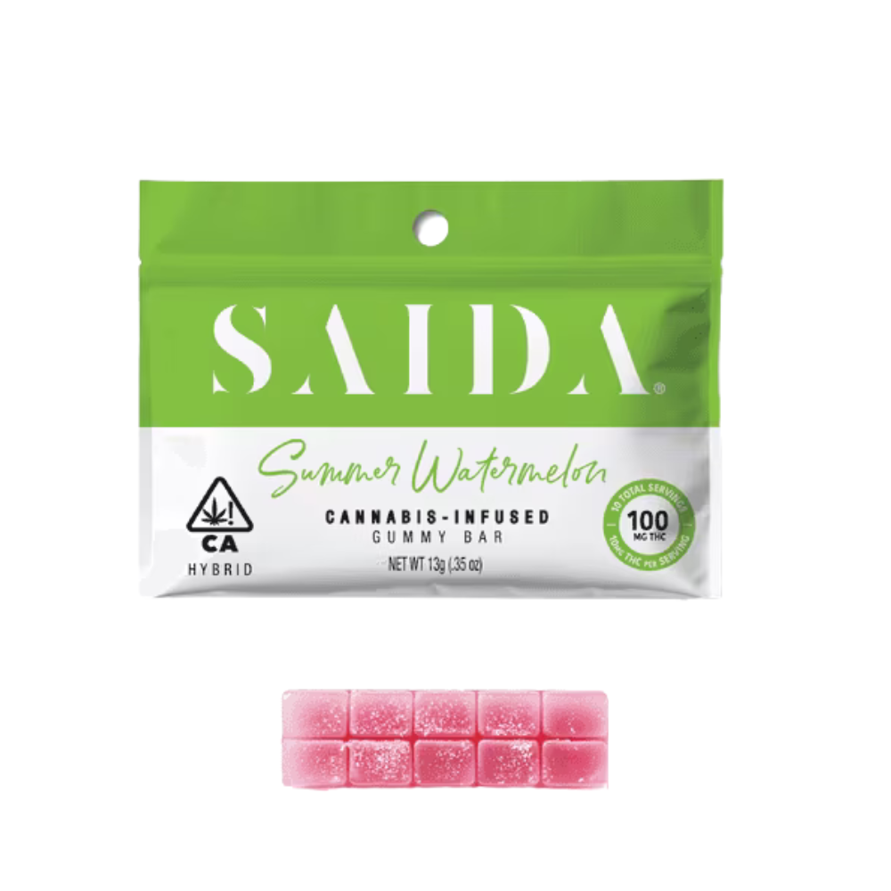 100mg THC Summer Watermelon Gummy Bar (10mg - 10 pack) - Saida picture