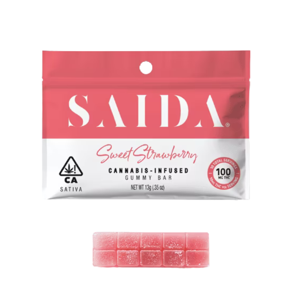 100mg THC Sweet Strawberry Gummy Bar (10mg - 10 pack) - Saida picture
