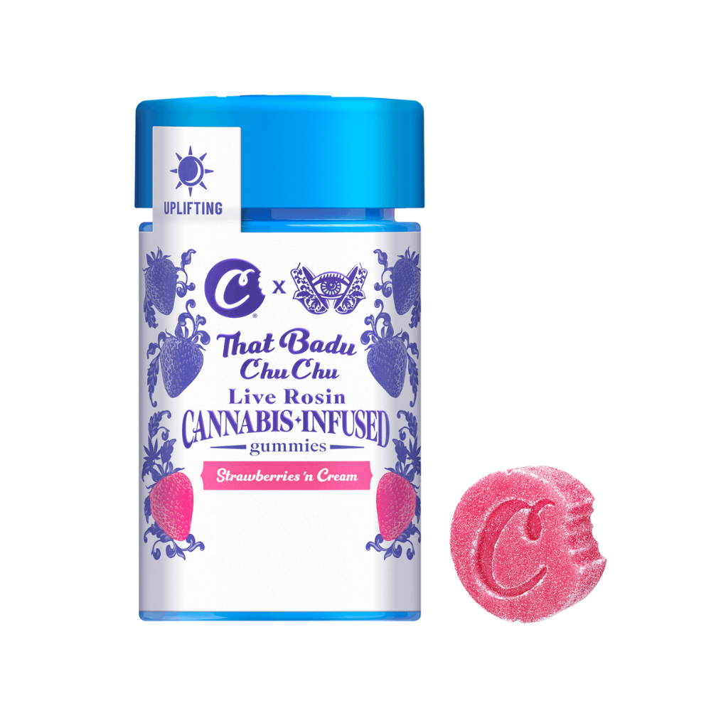 100mg THC That Badu Strawberry 'n Cream Live Rosin Gummies (10mg - 10 pack) - Cookies picture