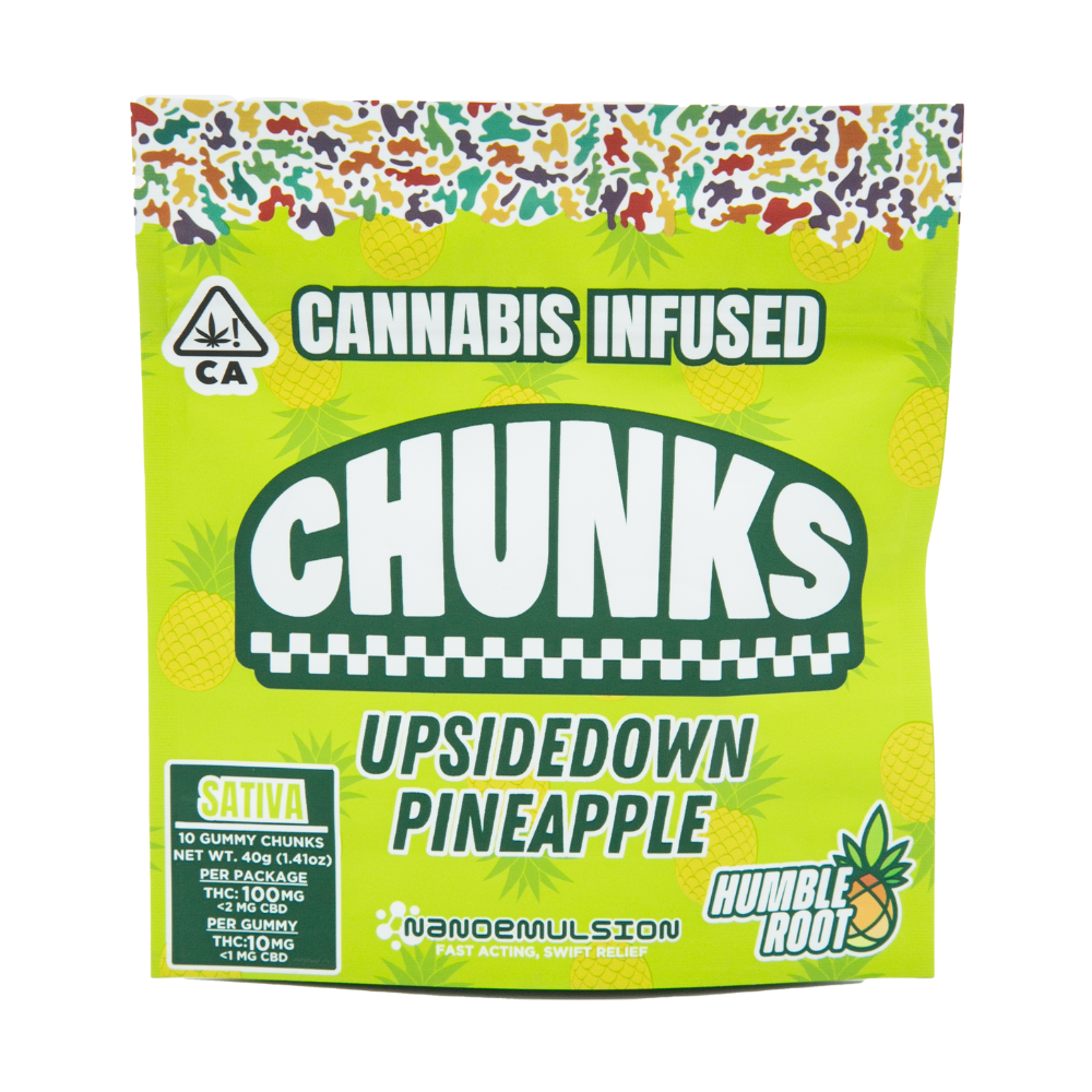 100mg THC Upside Down Pineapple Gummies (10mg - 10 pack) - Humble Root 