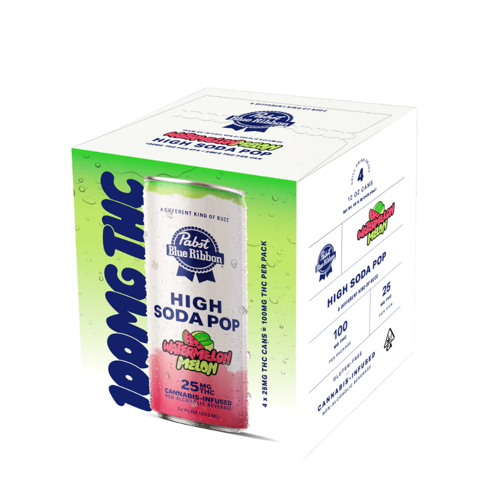 PABST BLUE RIBBON - 100mg THC Watermelon Melon Soda (25mg - 4 Pack) - Pabst Main Image