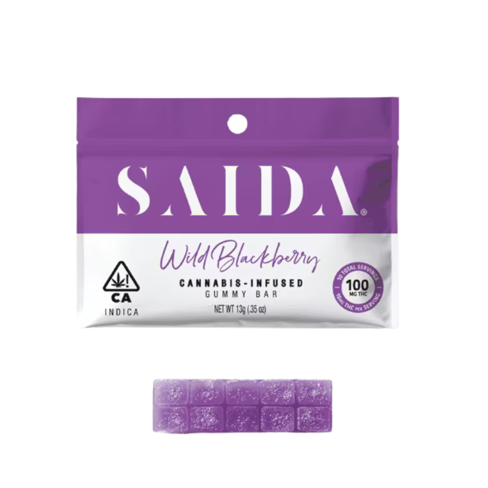 100mg THC Wild Blackberry Gummy Bar (10mg - 10 pack) - Saida picture