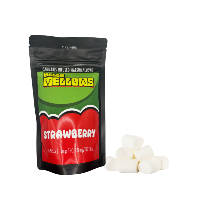 100mg THC Strawberry Marshmallows (10mg - 10 pack) - Hella Mellows picture