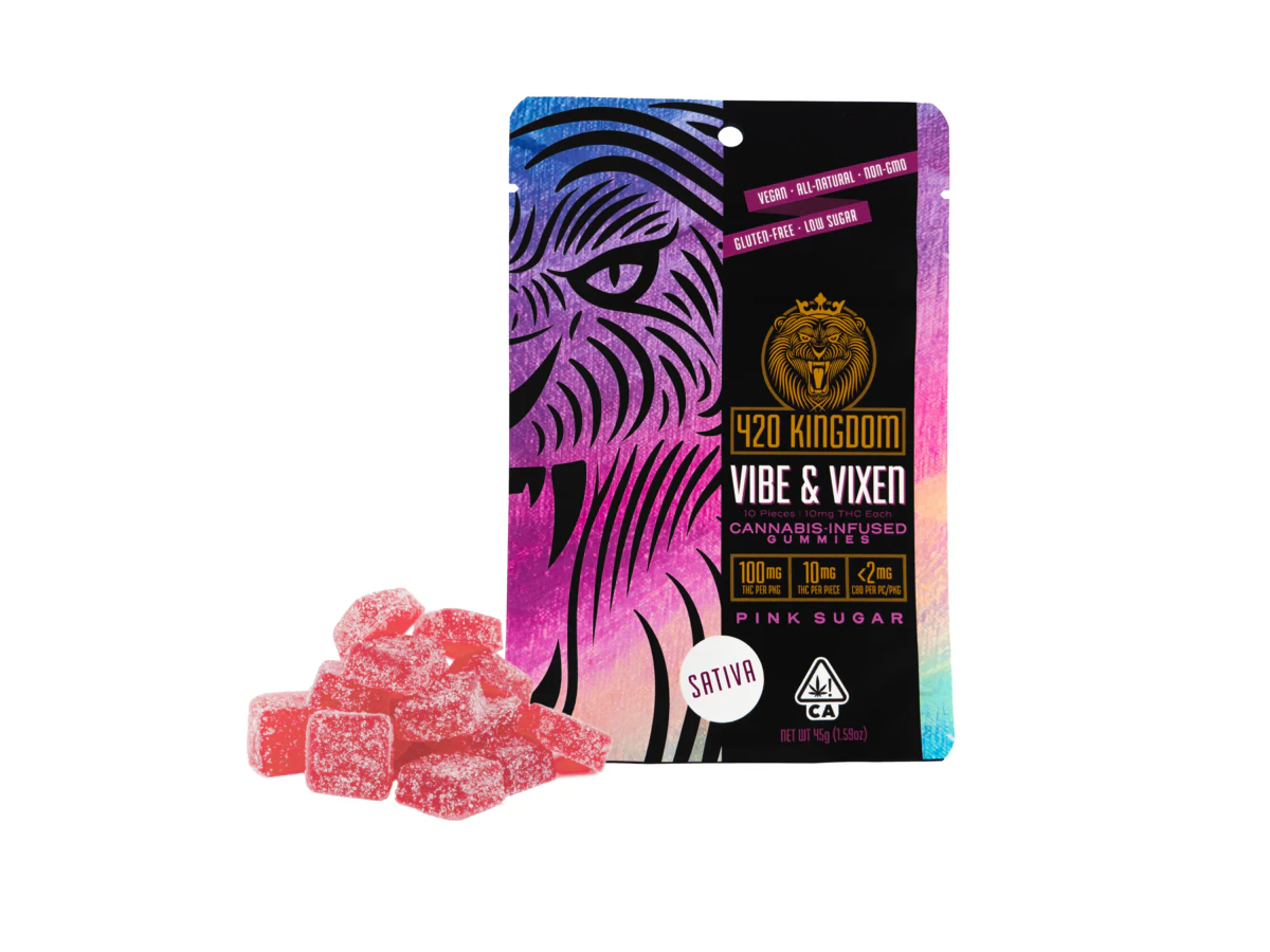 420 Kingdom - Vibe & Vixen - Pink Sugar - 100mg THC Gummies - 10pk - 420K Main Image
