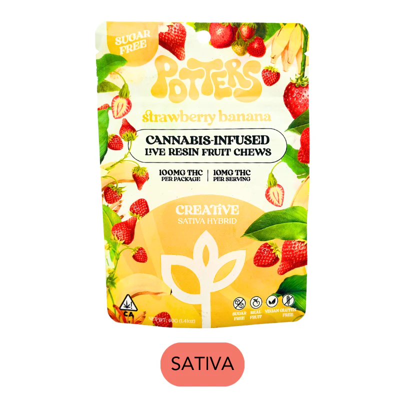 Potters - Potters - Live Resin - Strawberry Banana - Gummies - 10pk - 100MG Main Image