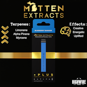Mitten Extracts Disposable Blueberry Banger Distillate + Live Resin Terps 1g