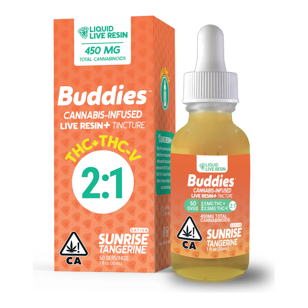 Buddies Brand - Buddies | Sunrise Live Resin+ Tincture | 2:1 THC:THCV | 30ml | 450mg Main Image