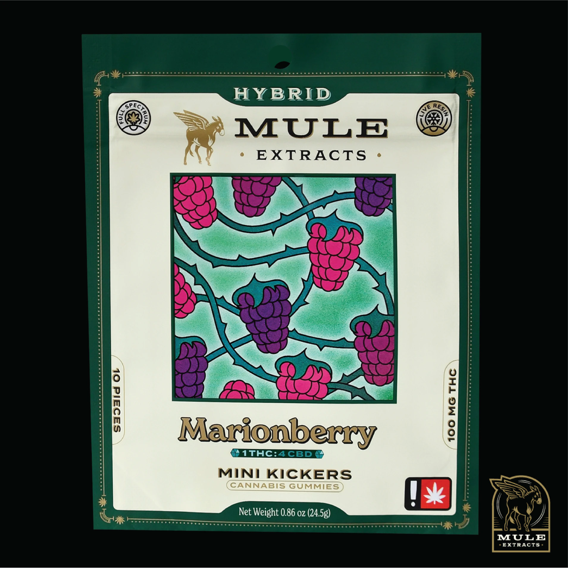 Mule Extracts - Mule | Marionberry | 100mg 4:1 CBD:THC 10pk Gummies  Main Image