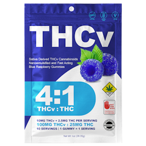 THCV - THCV | 4:1 Blue Raspberry Gummies | 10pk | DOH | 100mg THCv : 25mg THC