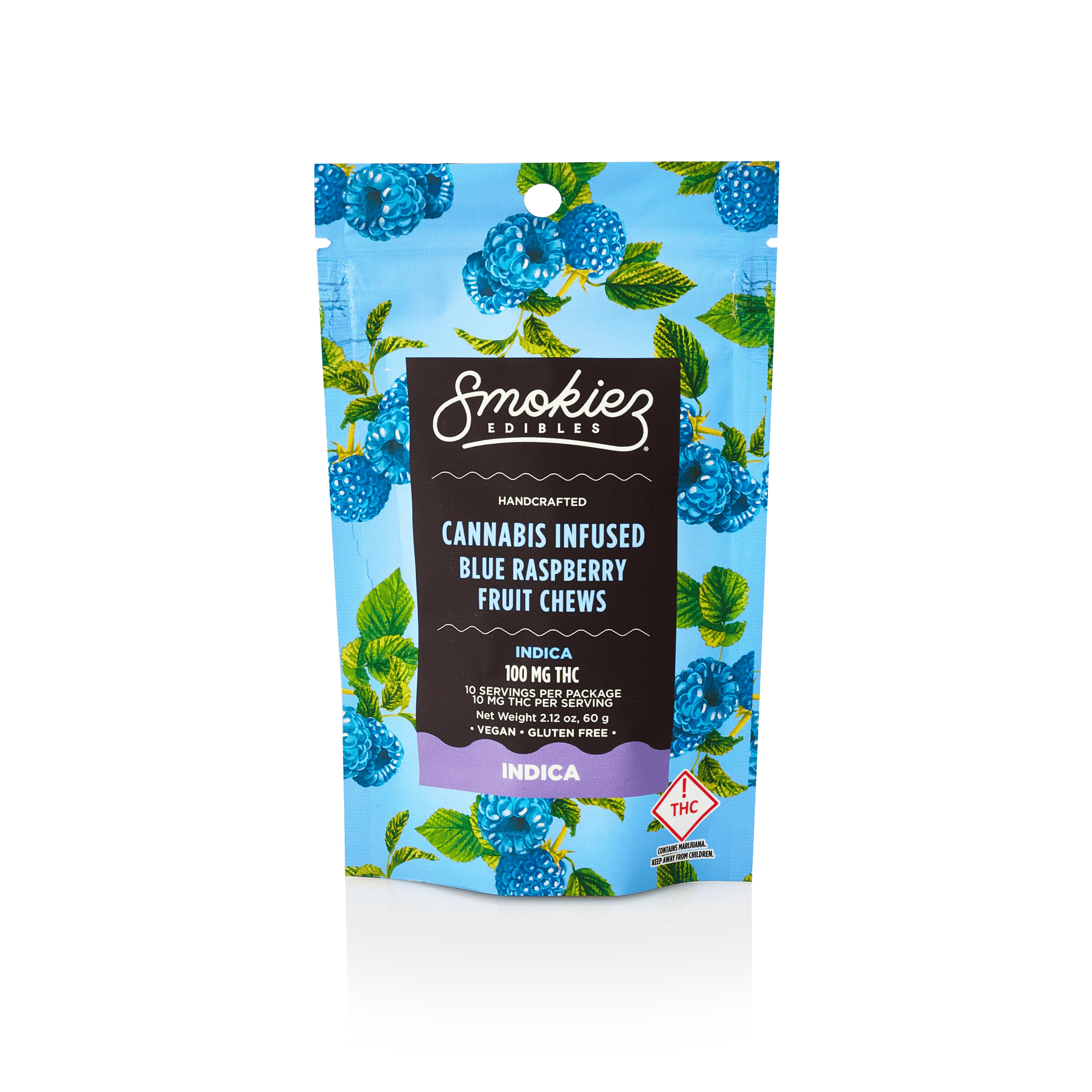SMOKIEZ - Smokiez - Sweet Blue Raspberry Indica 100mg THC Fruit Chews Main Image