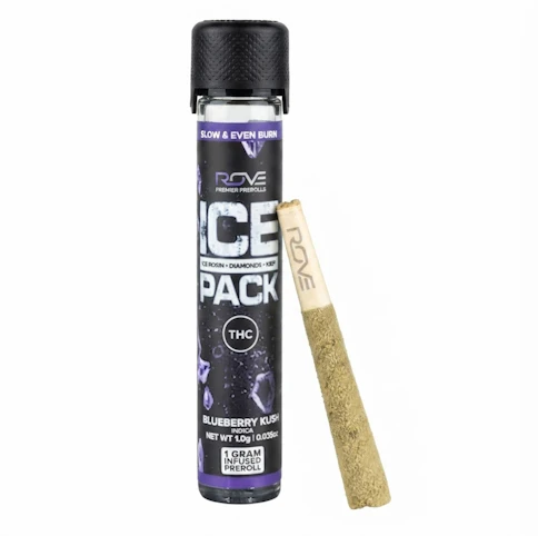 ROVE - Blueberry Kush -Indica- Triple-Infused Ice Packs {Rosin, Hash and Diamonds} 1g (Pre-Roll)  |  Rove     - G12 Middle 2