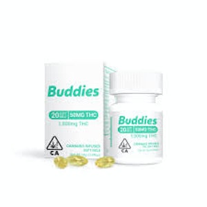 Buddies - 20 Piece Bottle | 50mg THC Capsules | Buddies 