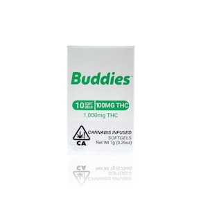 BUDDIES - Capsules - THC Soft Gel 100MG - 10-Count - 1000MG