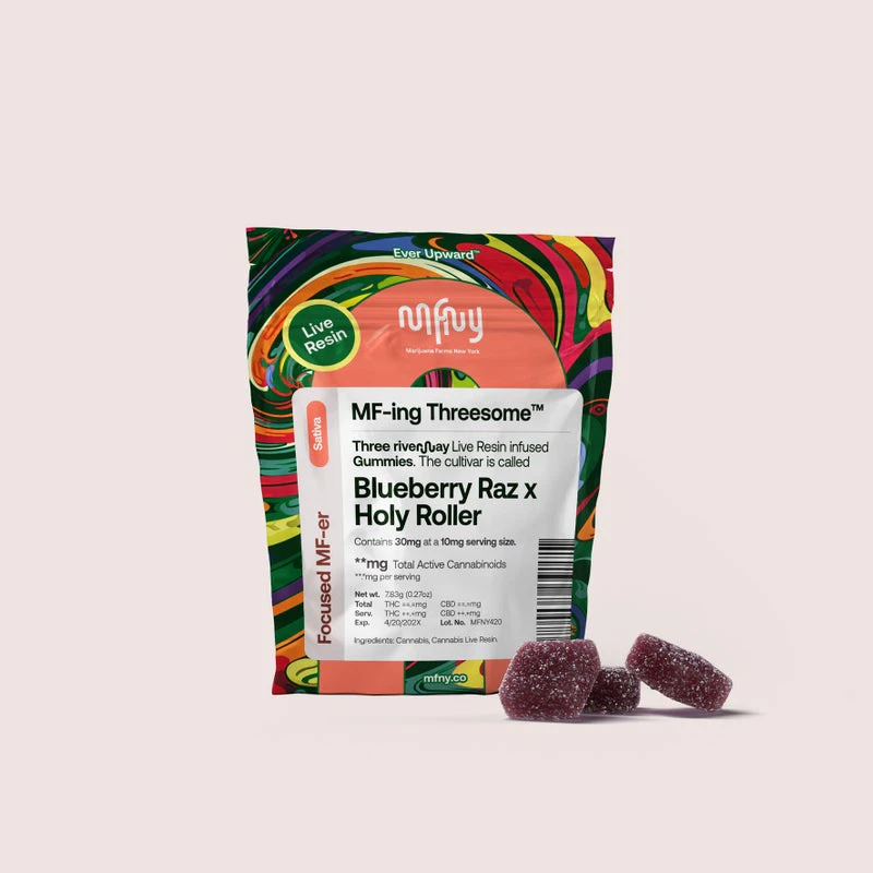 MFNY - MFNY- Blueberry Raz x Holy Roller Live Resin Gummies 3pk Main Image