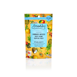 Smokiez Edibles - Smokiez Tropical Fruit 100mg CBD : 100mg THC Fruit Chews - WA