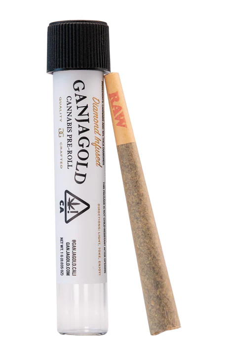 Ganja Gold - Blueberry Kush - Diamond Infused Preroll (1g) Main Image