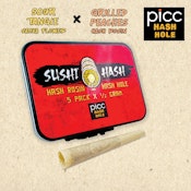 Picc x SUSHI HASH | Sour Tangie x Grilled Peaches Rosin Hash Hole | Infused Pre-Roll 5 Pack | 2.5g