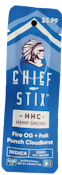 HHemp 2pk Chief Stix HHC Hemp Smokes Fire OG+Fruit Punch Cloudburst (Indica)