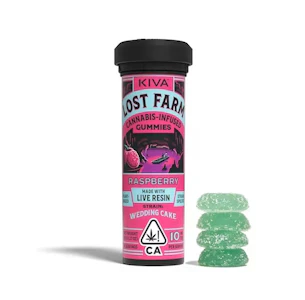 Kiva Confections - Kiva - Lost Farms - Indica - Raspberry - 10pk - Live Resin Gummies - (100mg THC)
