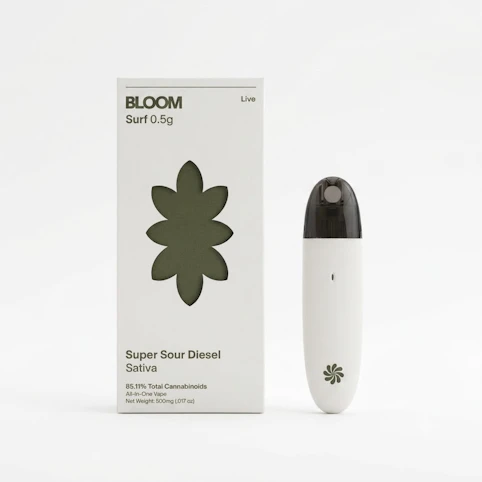 BLOOM - Super Sour Diesel -Sativa- 85.06% THC | 0.5g Live Surf All-in-One (Vape) | Bloom  -YYY6 Back