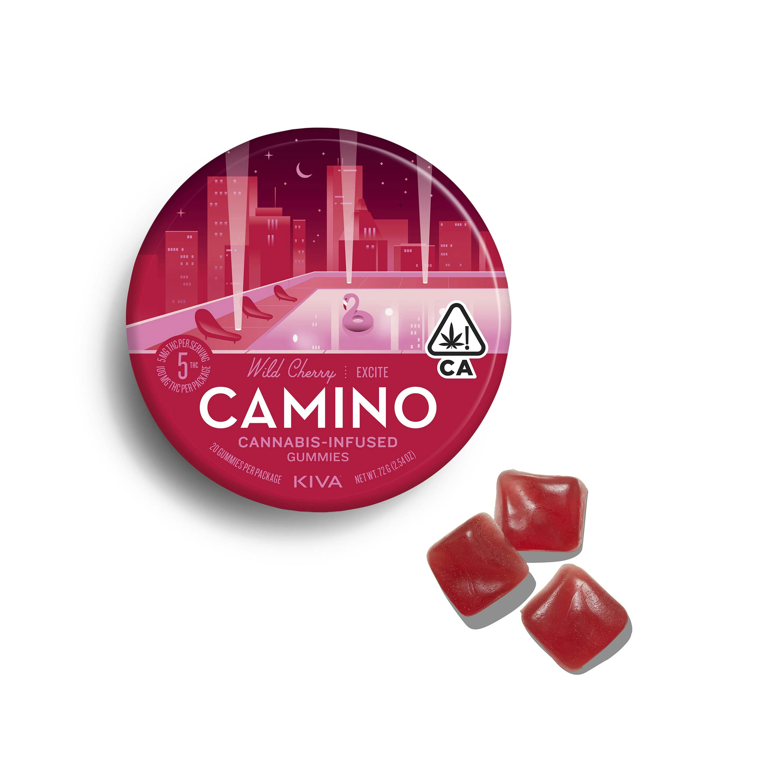 Kiva Confections - Wild Cherry "Exhilrate" | Edible | 5mg x 20pk | Camino Main Image