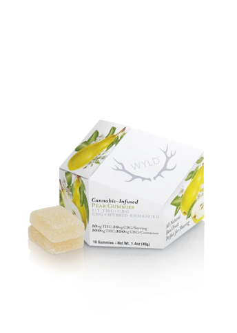 WYLD -  Pear -Hybrid- 10:10 THC:CBG 100mg 10 Pack Gummies (Edibles) | WYLD     - C11