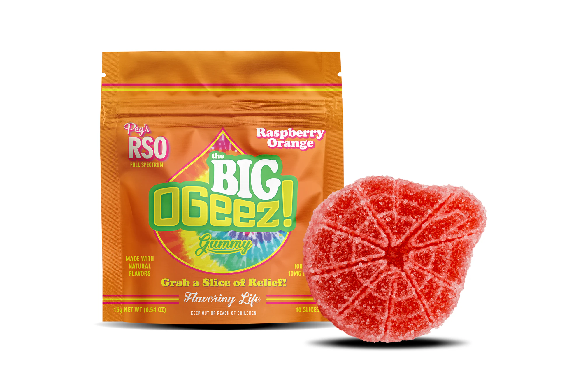 Ogeez! - OGeez! | 1pk BIG Gummy | Peg's BIG Raspberry Orange RSO | 100mg Main Image