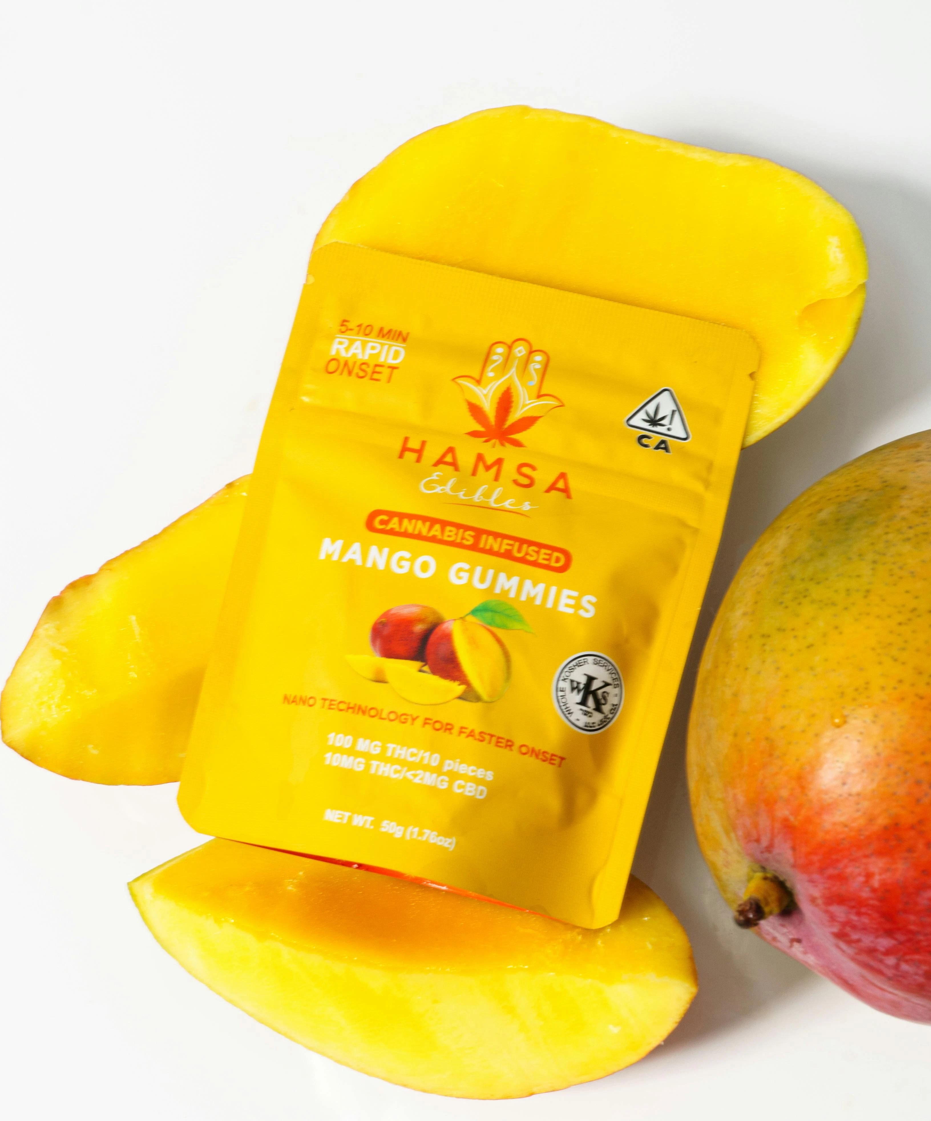 Hamsa Edibles - Hamsa | Mango | 100mg THC Certified Kosher Nano Gummies Main Image