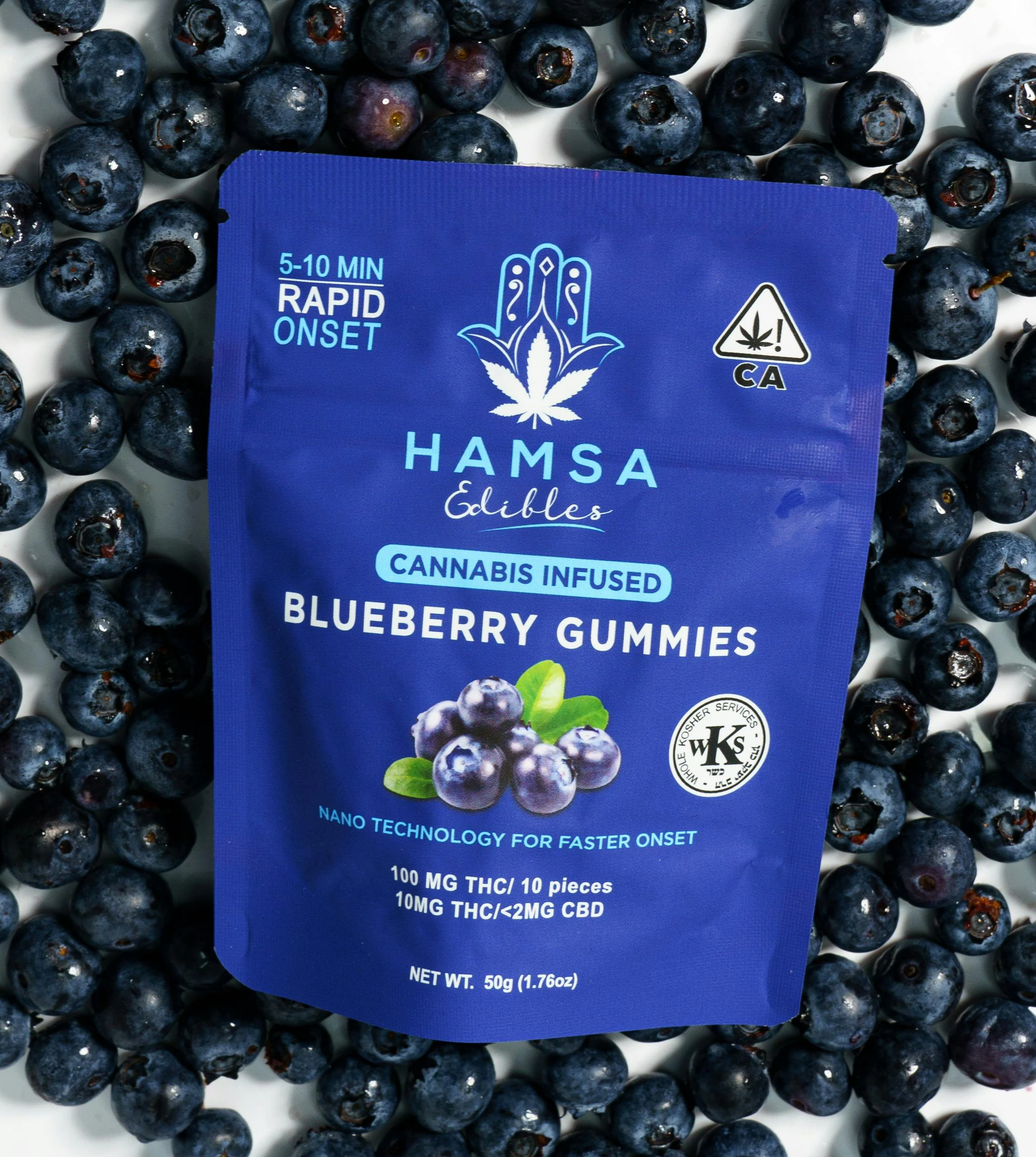 Hamsa Edibles - Hamsa | Blueberry |100mg THC Certified Kosher Nano Gummies Main Image