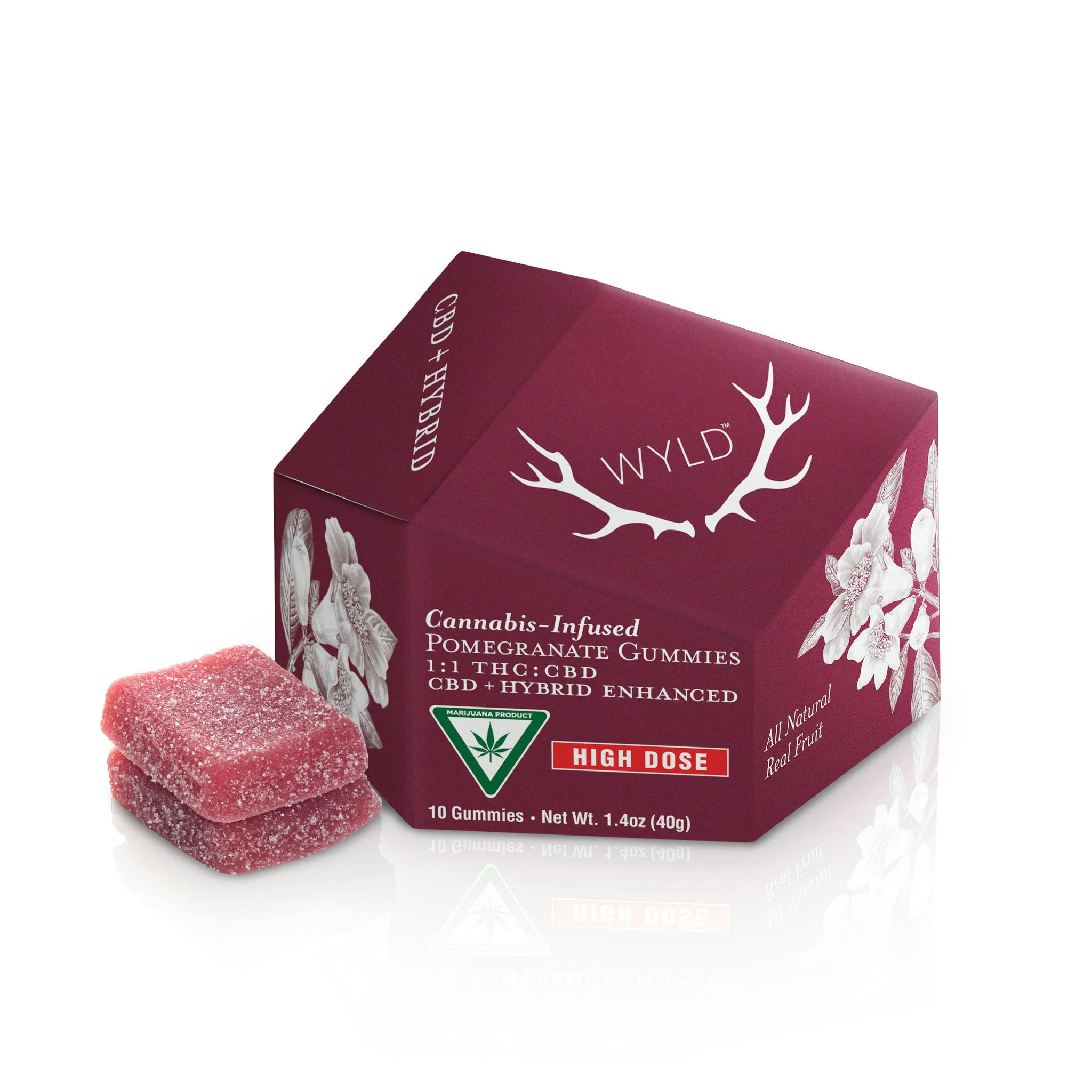 WYLD - Wyld Pomegranate 1:1 THC:CBD Gummies 200mg Main Image