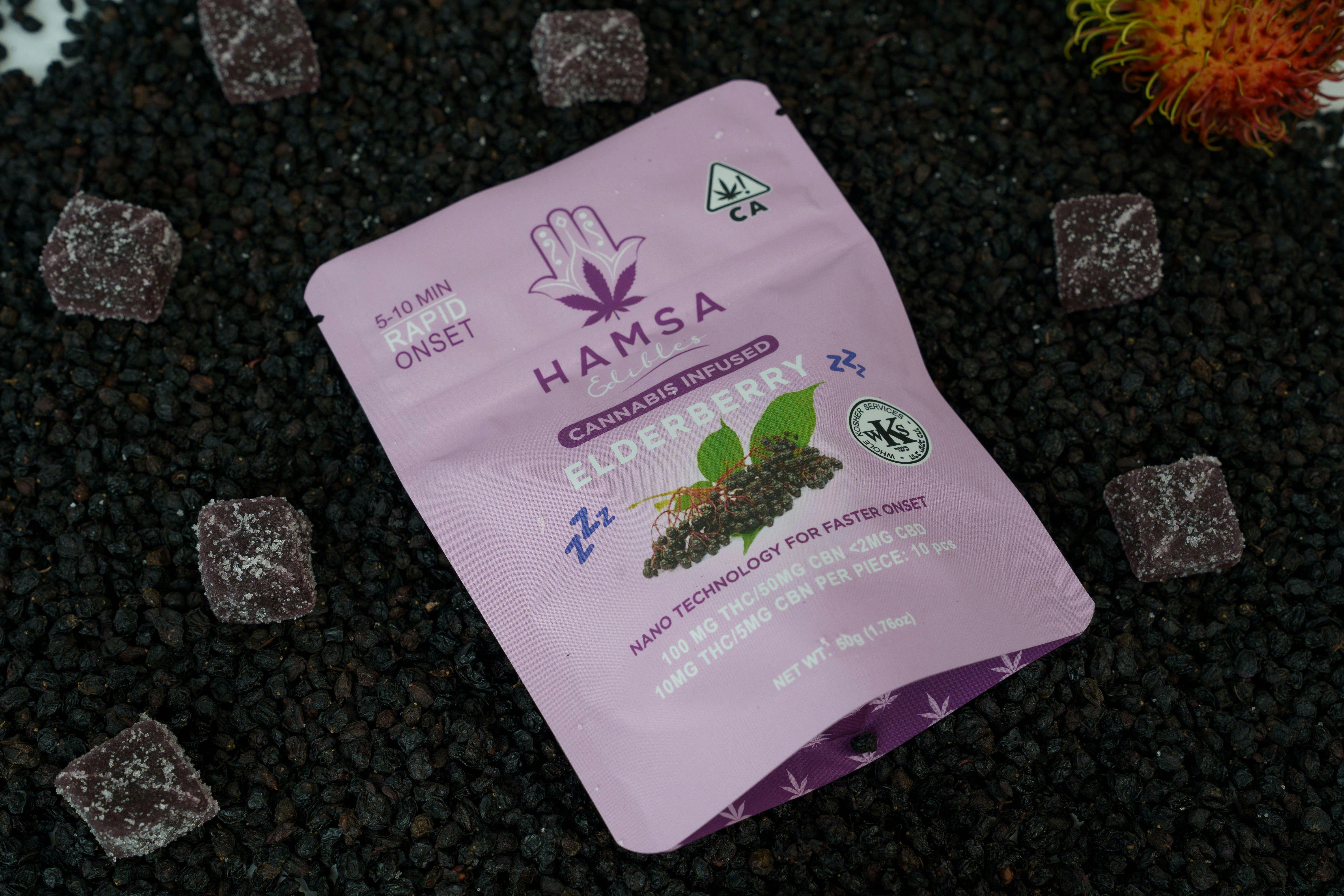 Hamsa Edibles - Hamsa | Elderberry | 100mg THC/CBN For Sleep - Certified Kosher Nano Gummies Main Image