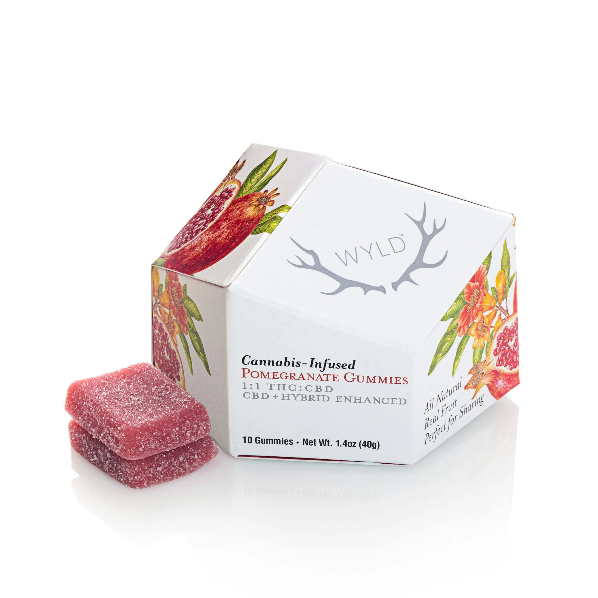 WYLD - WYLD | Pomegranate | 1:1 CBD + Hybrid Enhanced Gummies | 100:100mg Main Image