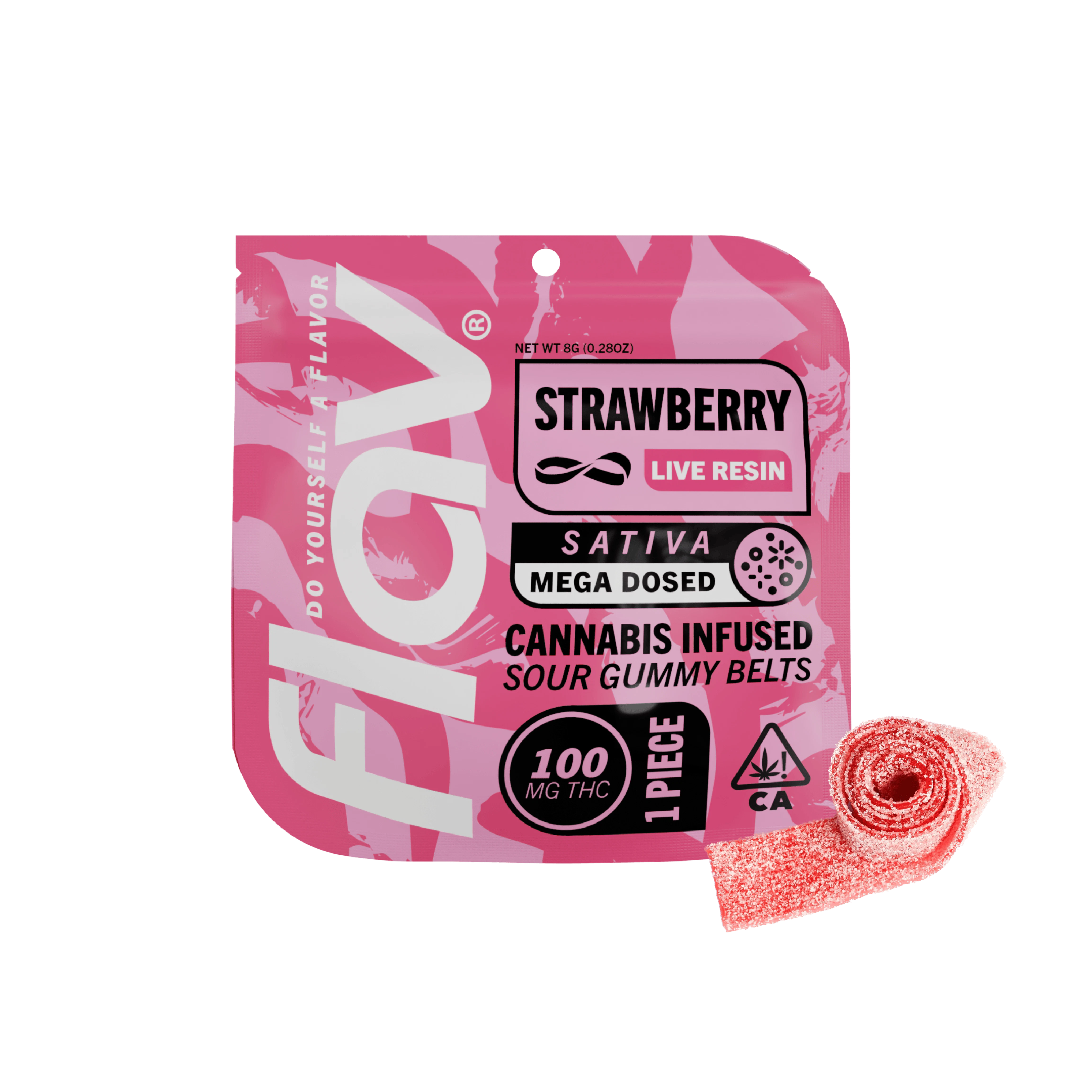 Flav - Mega Dose Strawberry Belts - 100mg Gummy Main Image