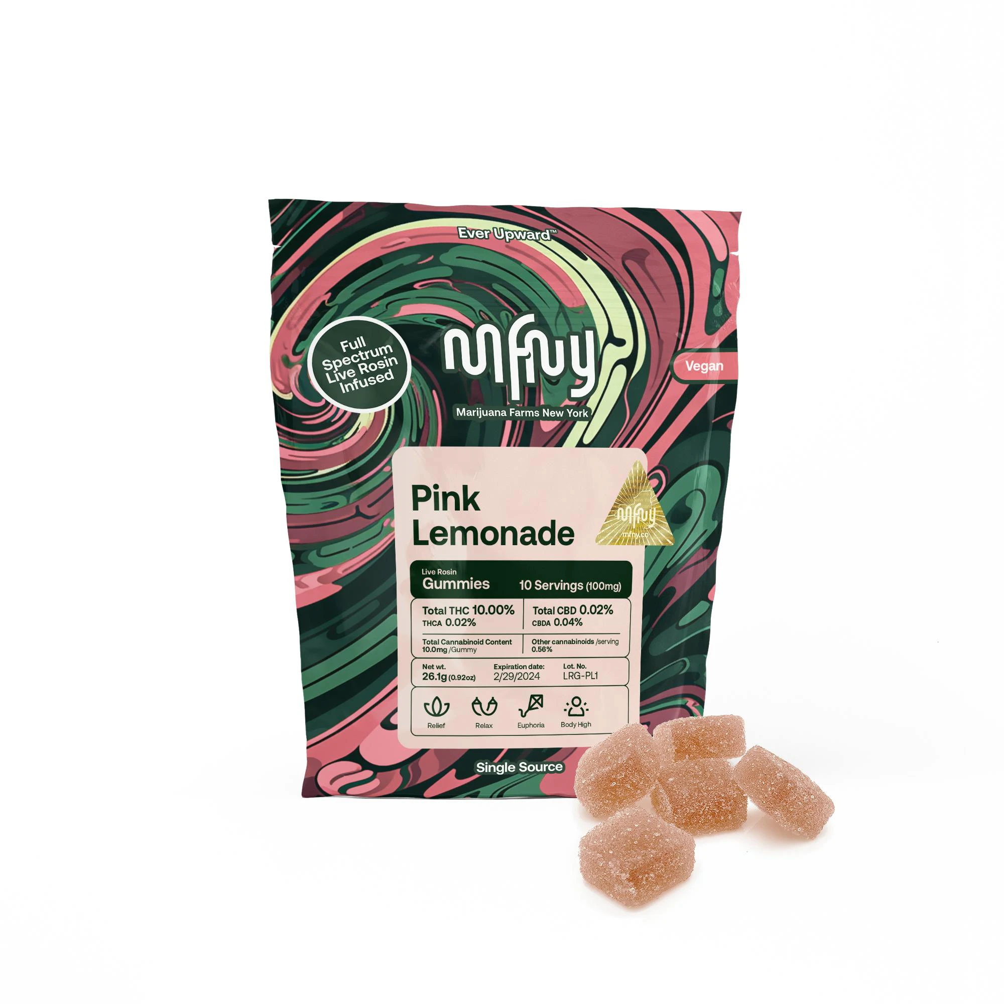 MFNY - PINK LEMONADE x LEMON CANE LIVE RESIN GUMMIES - MFNY - 100mg  Main Image