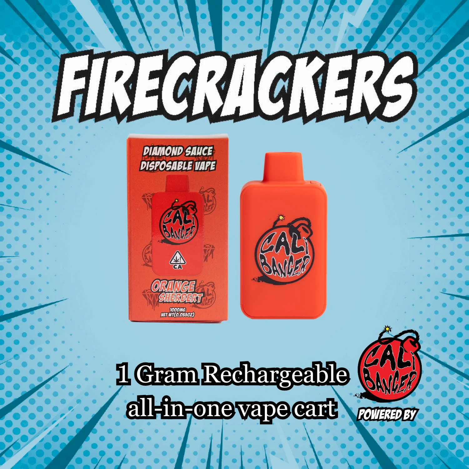 FIRECRACKERS (CA) - DISPOSABLE - ORANGE SHERBERT 1G - FIRECRACKERS Main Image
