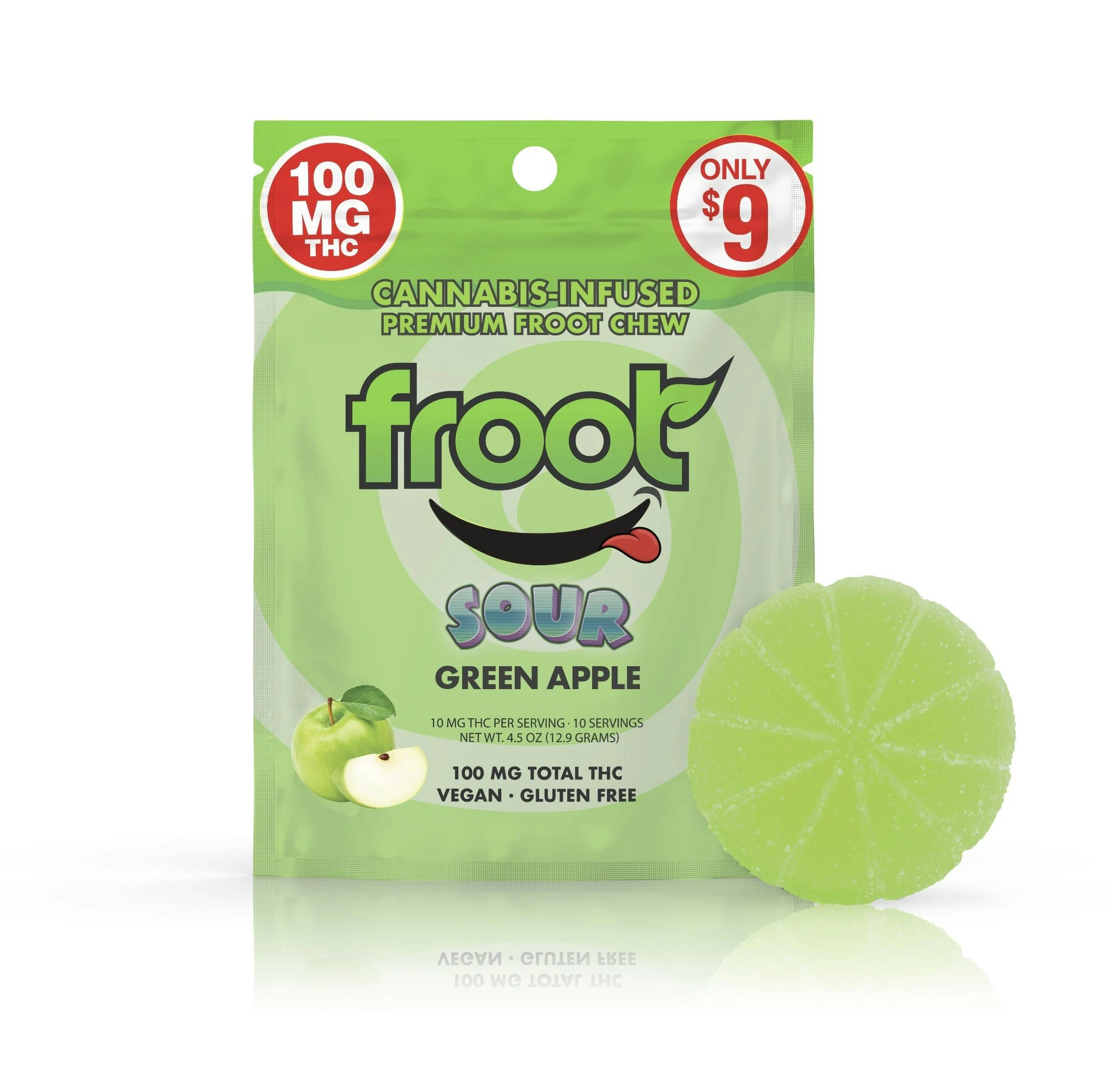 Froot - Froot | Sour Gummy - Green Apple 100mg Single Cut Dose Main Image