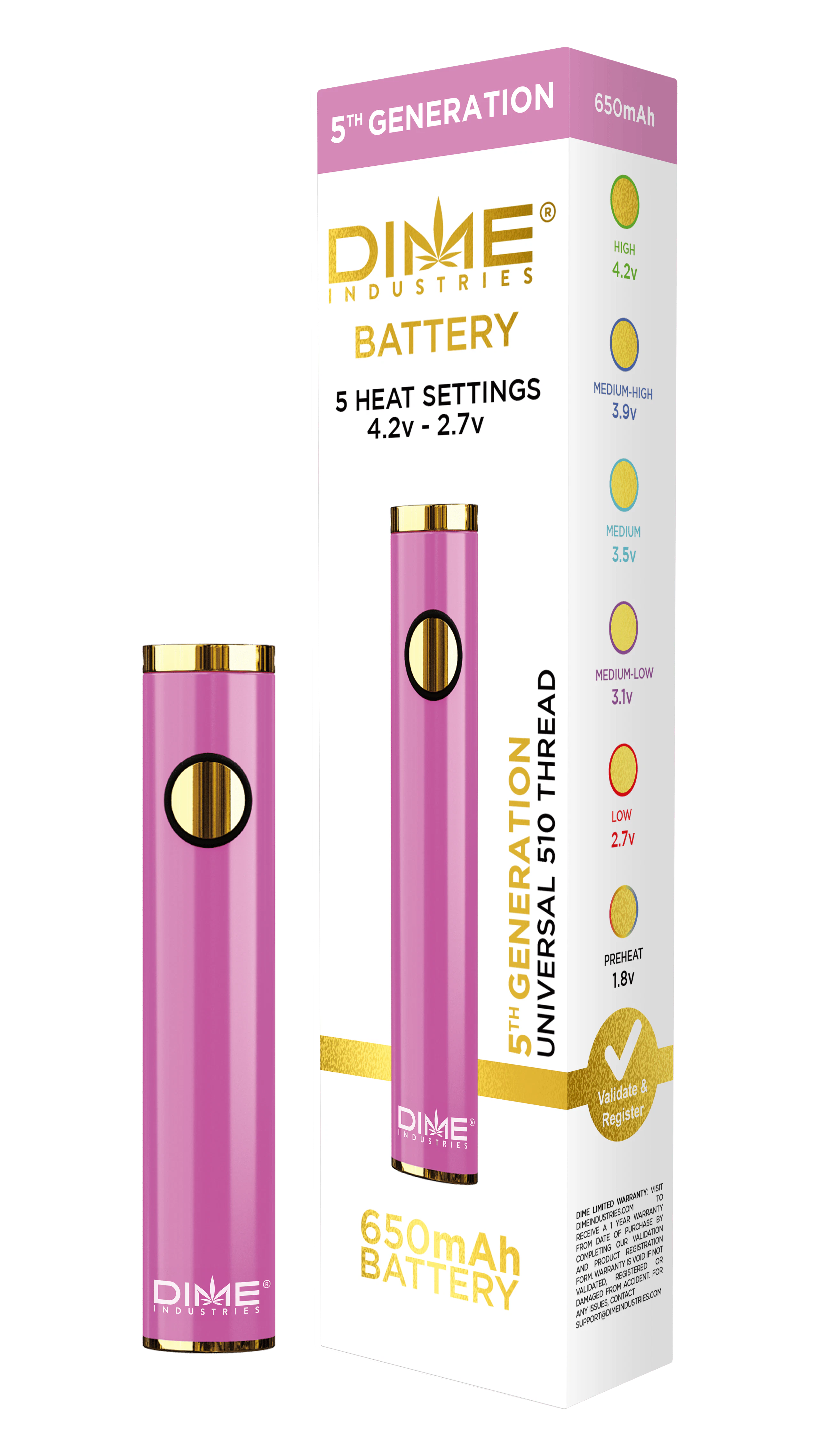 Dime Industries - Dime Industries 5th Gen 510 Battery Magenta Main Image