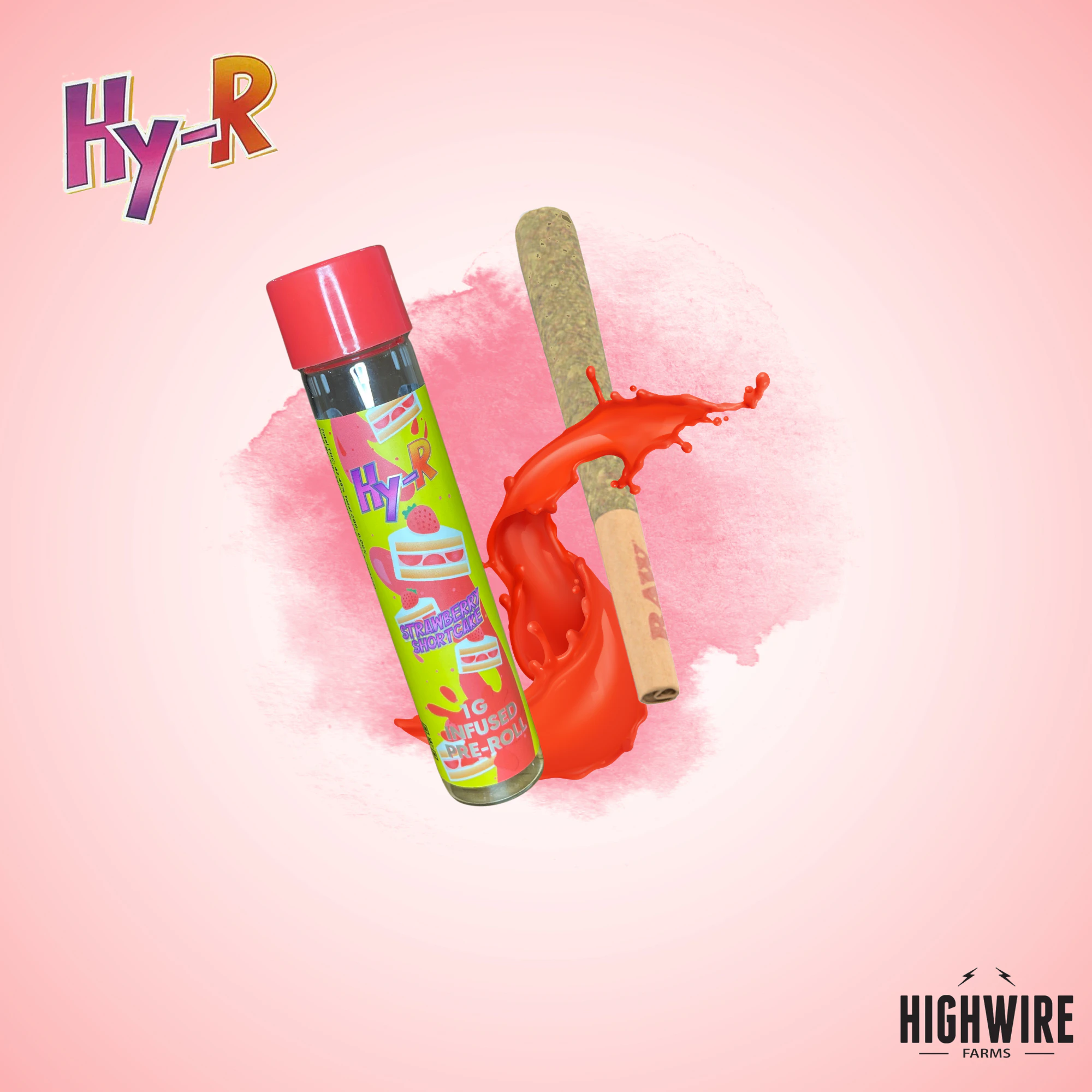 HY-R - Goldkine HY-R Strawberry Shortcake Infused Preroll 1g Main Image