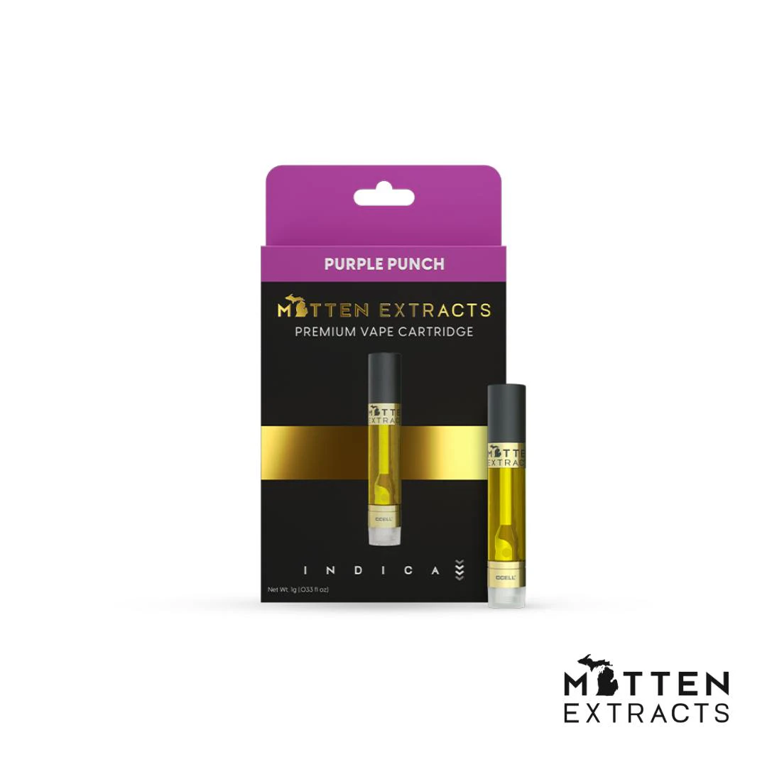 Mitten Extracts - Mitten Extracts - Purple Punch 1g Vape Cartridge (Indica) Main Image