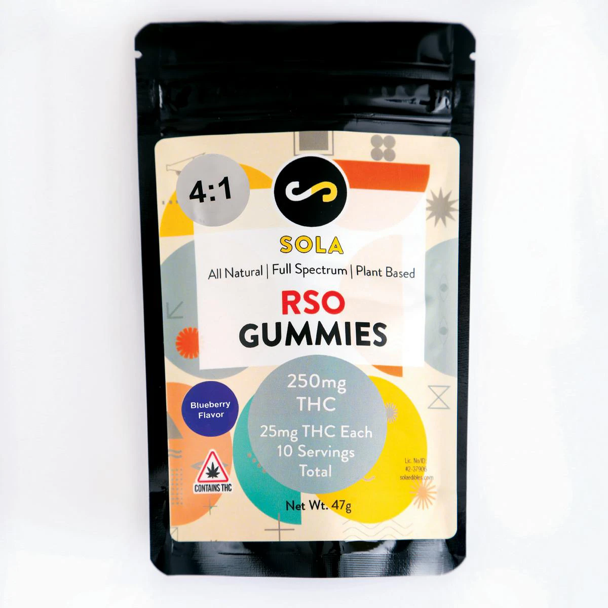 Sola Edibles - SOLA Edibles | 250mg RSO 4:1 Gummies | Blueberry Main Image