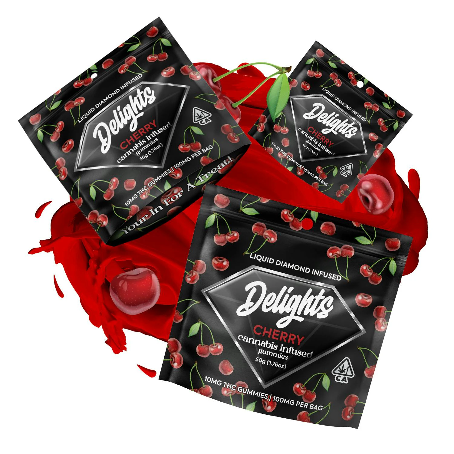 Delights Gummies - Delights | Cherry | Liquid Diamond Infused Gummies | 100mg Main Image