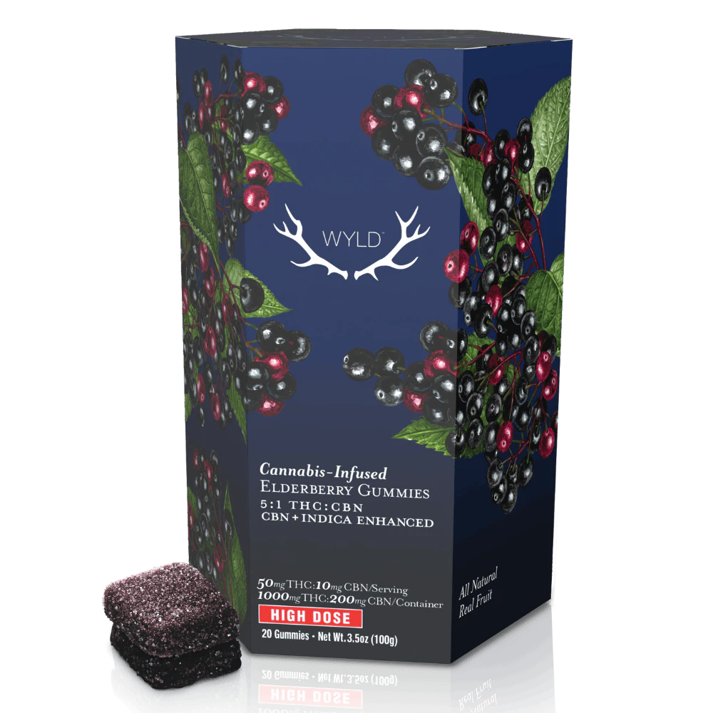 WYLD - *HIGH DOSE* Elderberry 5:1 CBN + Indica Enhanced Gummies | 1000mg Main Image