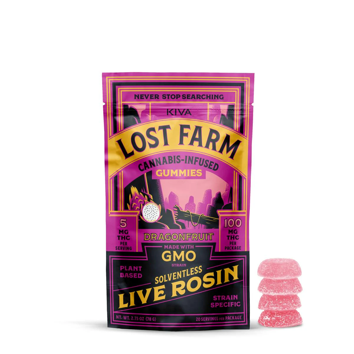 Kiva Confections - Lost Farm | Dragonfruit x Trop. Cherry | Live Rosin Gummies Main Image